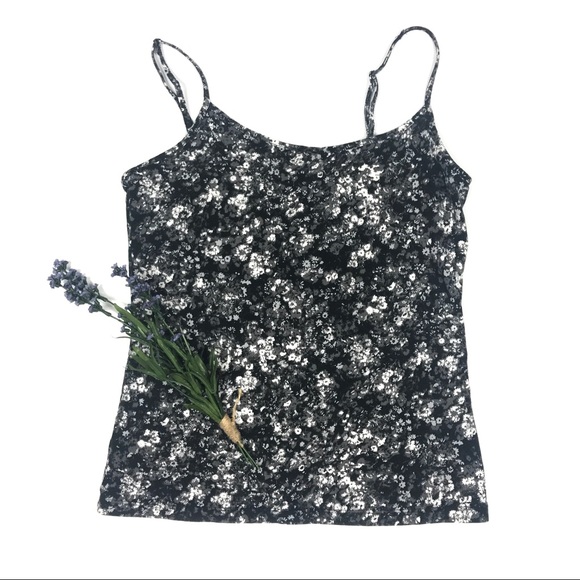 LOFT Tops - Loft Black and White Floral Print Cami Sz M
